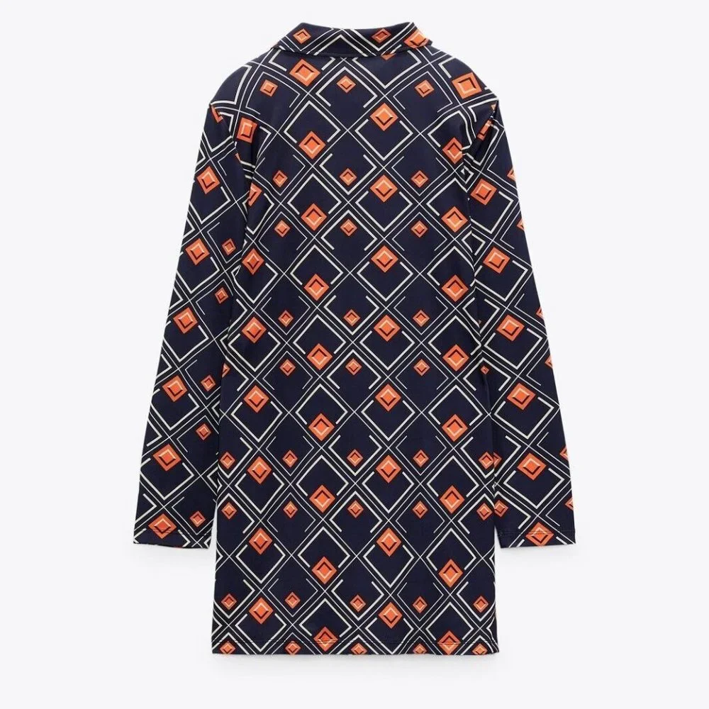 Zara Geometric Diamond Print Tunic 2 Pc Pants Set